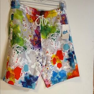 Drill Clothing Company Colorful Paint Splatter Swim Shorts